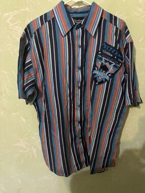 Knockout Striped Short Sleeve Shirt “Buffalo Soldier” Size XL
